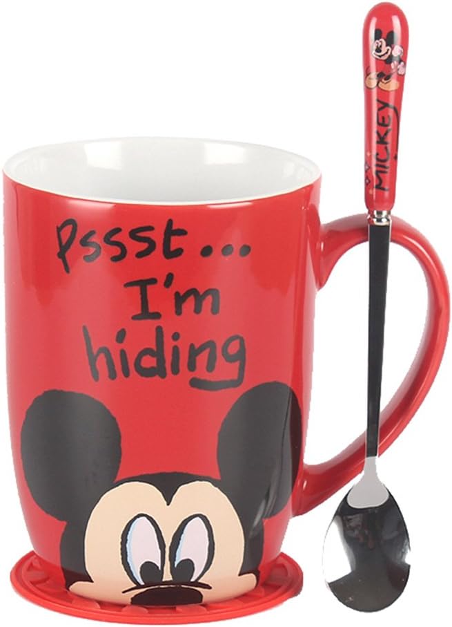 YOURNELO Cute Cartoon Adorable Ceramic Winnie the Pooh Coffee Water Cup Mug Tumbler for Home Office 17oz (Mickey)