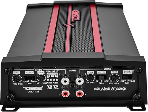 Miniatura 7 de DS18 CANDY-X4B Amplificador para automóvil de 4 canales clase D, potencia máxima de 1600 W RMS, 4 x 120 W a 4 ohmios, 4 x 200 W a 2 ohmios y 2 x 350