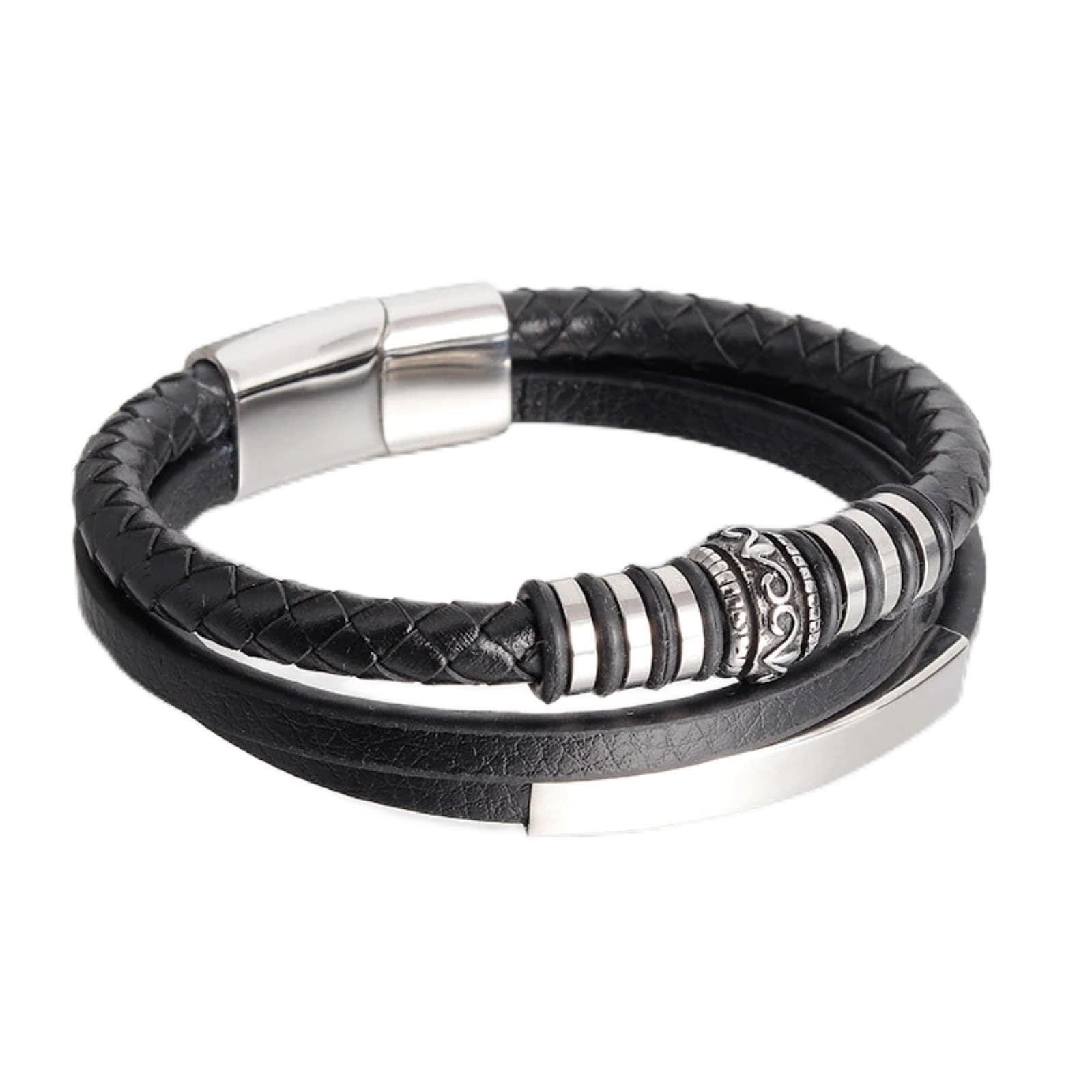 Mädchen-Accessoires, Punk-braun, Echtleder-Armband, geflochtene Kordelkette, Armband, ic-Verschluss, Herren-Schmuck, Vintage-Geschenk, Geburtstagsgeschenk