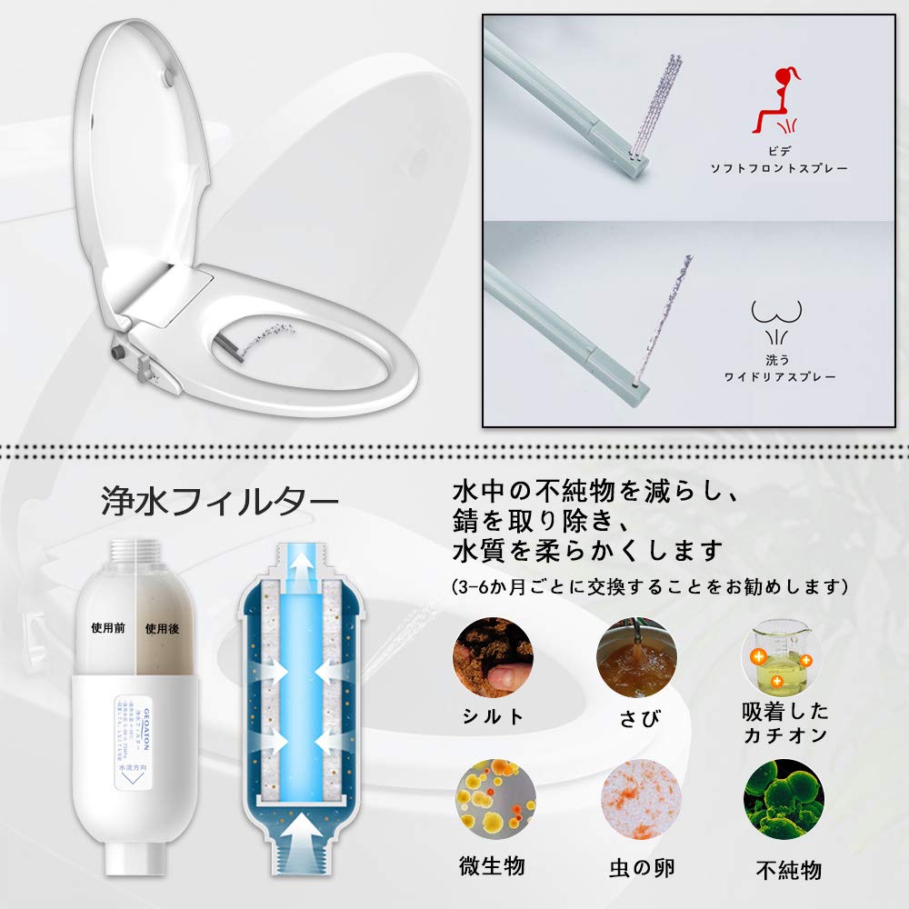 Amazon.co.jp: GEOATON 電源不要 シャワートイレ 洗浄便座 水洗浄便座