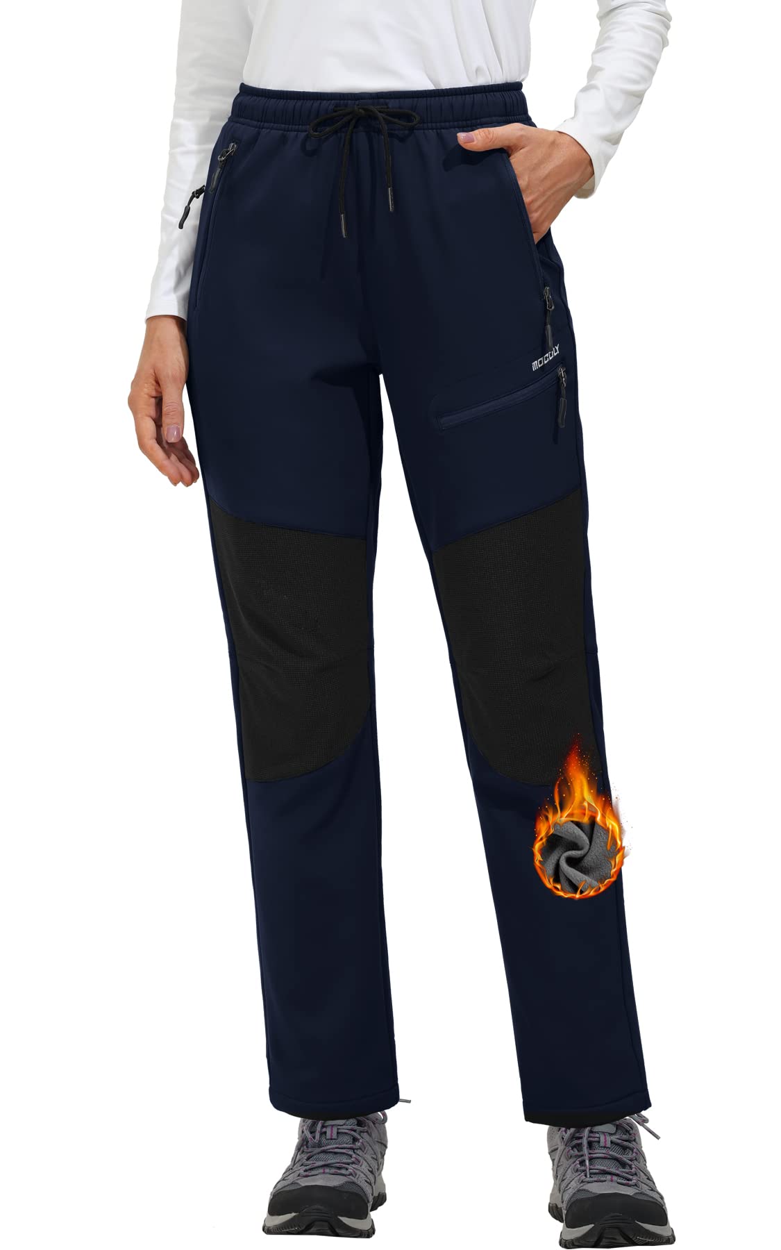 MOCOLY Pantaloni Trekking Donna Pantaloni Sci Invernali Impermeabili Felpati Termici Softshell Pantaloni Tuta Larghi Pantaloni Sportivi da Cargo per Montagna e Sport Outdoor Lavoro