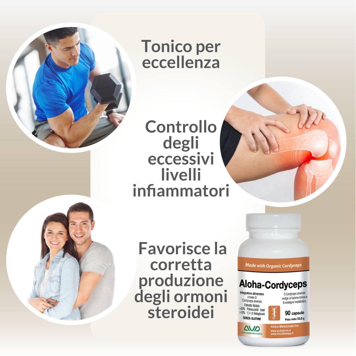 AVD REFORM | Aloha Cordyceps – Integratore a base di Cordyceps sinensis per energia, resistenza fisica e vitalità in caso di stress e affaticamento – 90 capsule – Prodotto in Italia