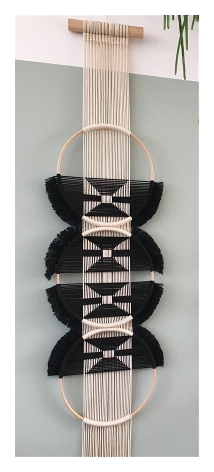 BDFJEDS Tapestry Wall Hanging 20x30x180cm Wooden Round Wall Decoration Macrame Hanging Tapestry For Room(Color2)
