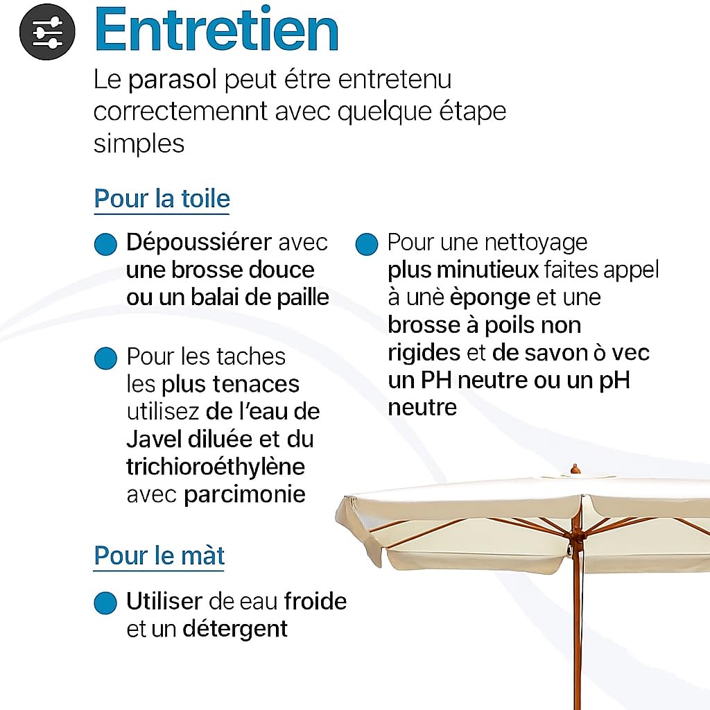 Tomaino - Parasol de jardin 3 x 4 m avec double poulie et bâche résistante aux UV et coupe-vent 210 g, écru, 3x4