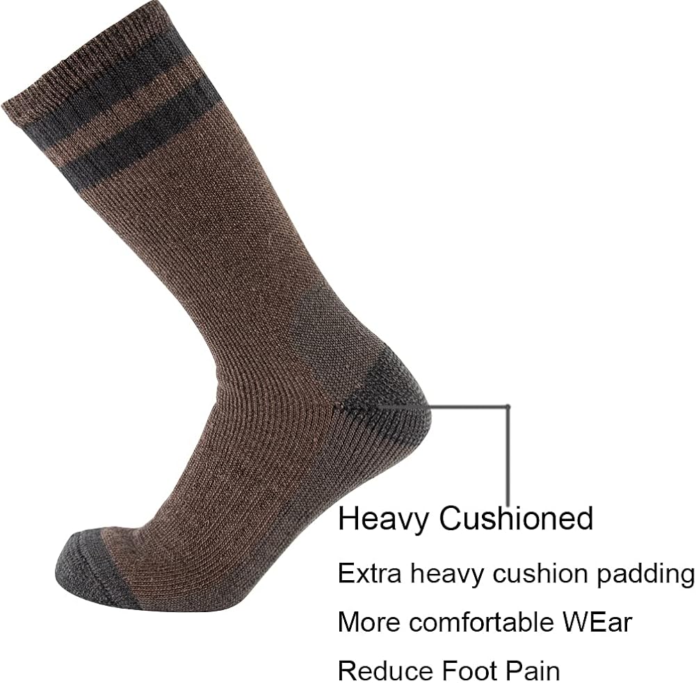 Miniatura 3 de CEREBRO Calcetines de lana merino para hombre, calcetines acolchados a media pantorrilla, que absorben la humedad, calcetines de senderismo para