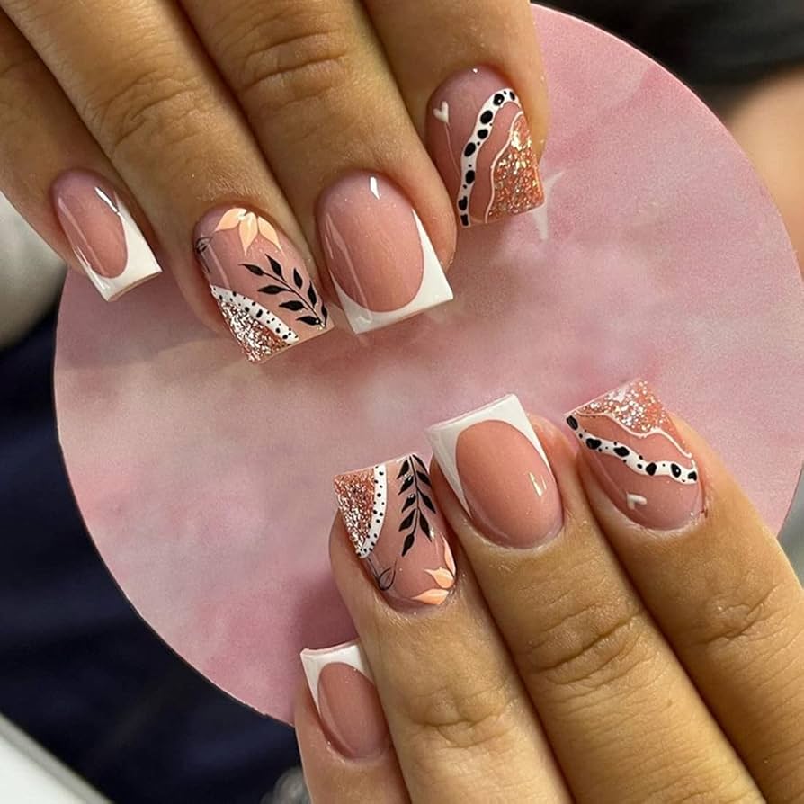 Preppy French Nails with Elegant Stripes