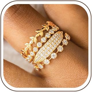 TOBENY Gold Rings for Women Non Tarnish Stackable Wedding Engagement Bands