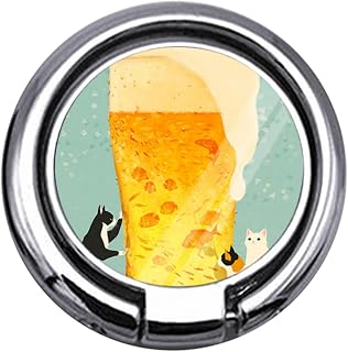 智能手机环 生啤酒鱼 啤酒杯 猫三只 泡沫 支撑环 锌合金制 指环支架 手指环 手机环 环扣 环扣 指环型 强力固定 防掉落 360°旋转・180°翻转 稳定性 实用性 单手操作 角度可调节 3*3cm