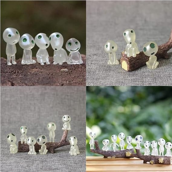 Princess Mononoke Elves, 20 Pcs Mini Resin Forest Tree Ghost Spirit Tree Elves Statue for Micro Landscape Succulents Pot Decor, Green
