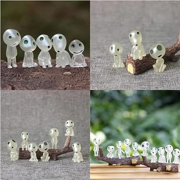 Princess Mononoke Elves, 20 Pcs Mini Resin Forest Tree Ghost Spirit Tree Elves Statue for Micro Landscape Succulents Pot Decor, Green