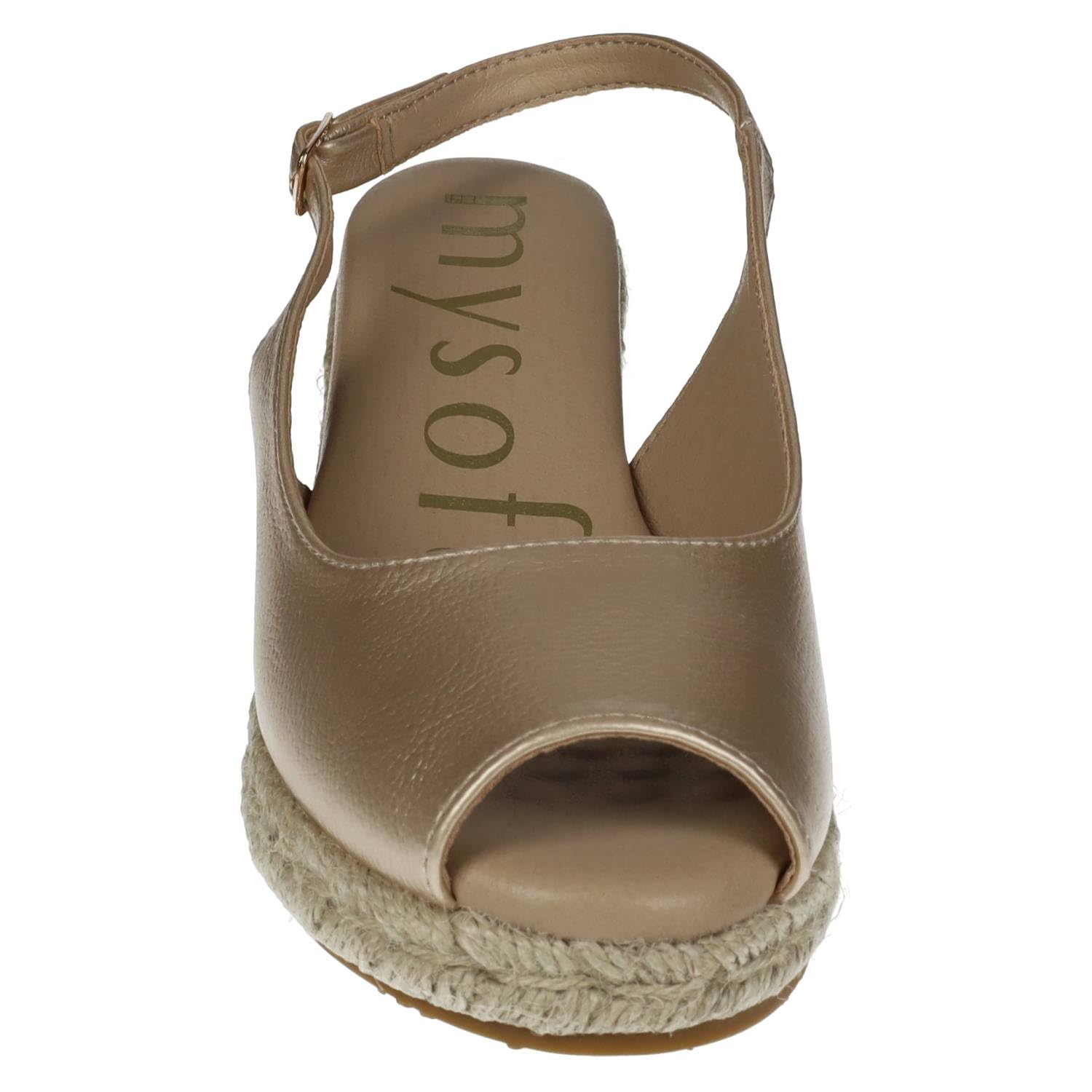 mysoft 25M100 damskie espadryle na koturnie platforma jutowa z otwartym palcem i regulowaną klamrą wygodne i eleganckie espadryle dla kobiet