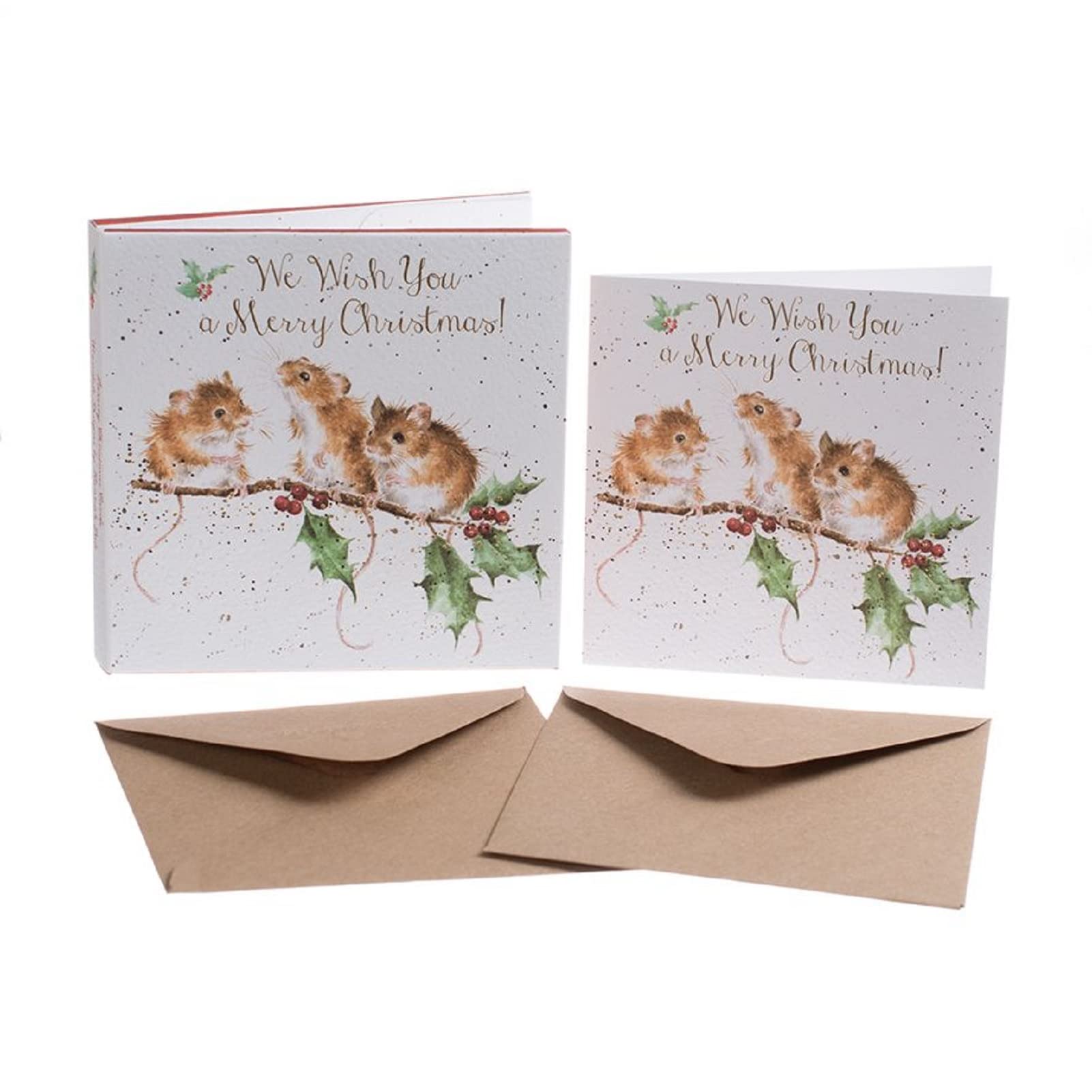 Wrendale Designs Biglietto Di Natale Artistico 'Is This My Seat?' - Cane A Tavola Con Finitura Oro - 150x150 Mm
