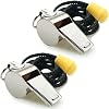 Whistle, 2 Pack Stainless Steel Sports Whistles with Lanyard, Loud Crisp Sound Whistles Great for Coaches, Referees, and Officials SilverStainless Steel