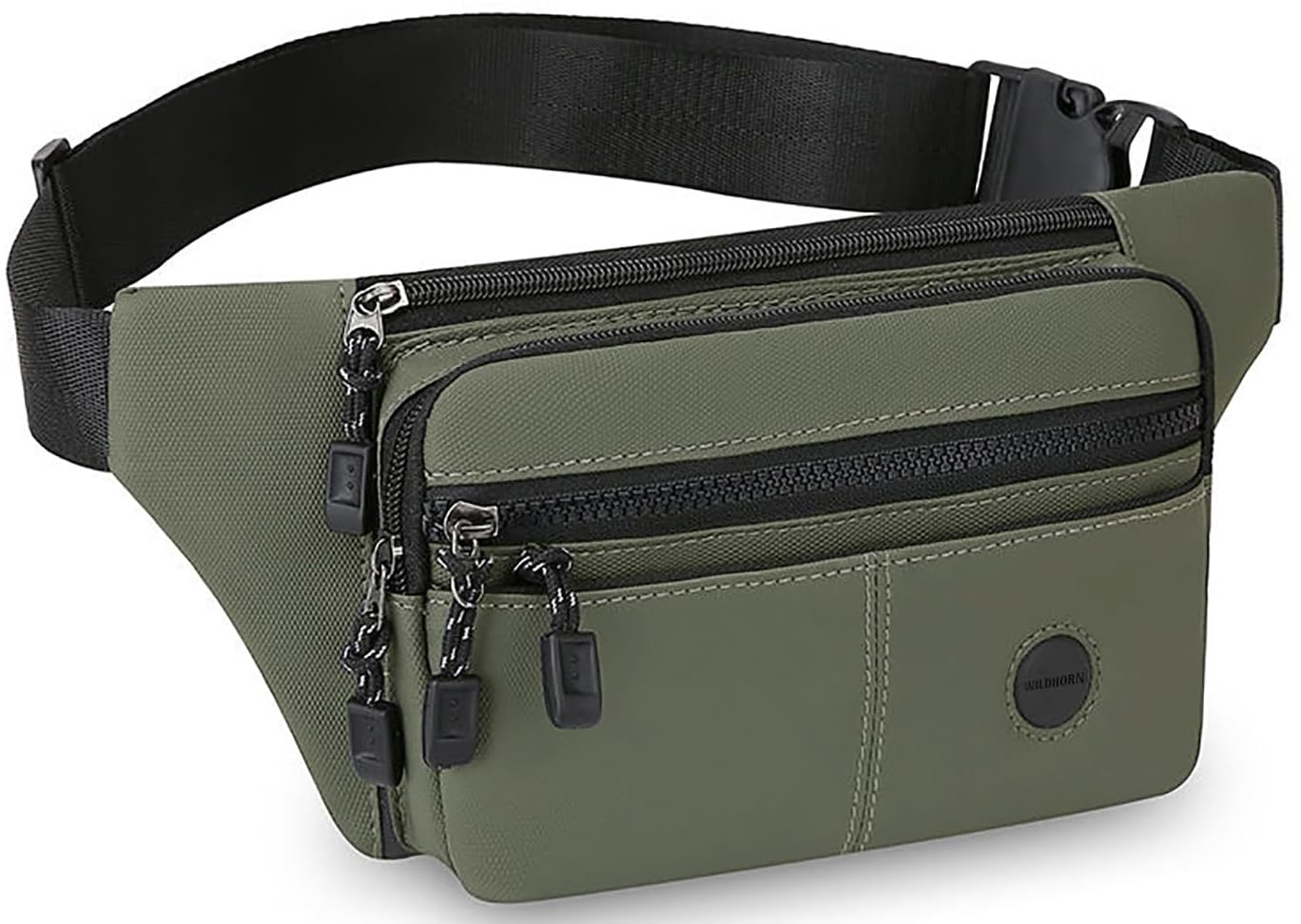 WILDHORN Men’s PU Leather Crossbody Sling Bag with Large Capacity, Adjustable Belt & Zipper Closure for Daily Use, Hiking & Outdoor Activities (Green)