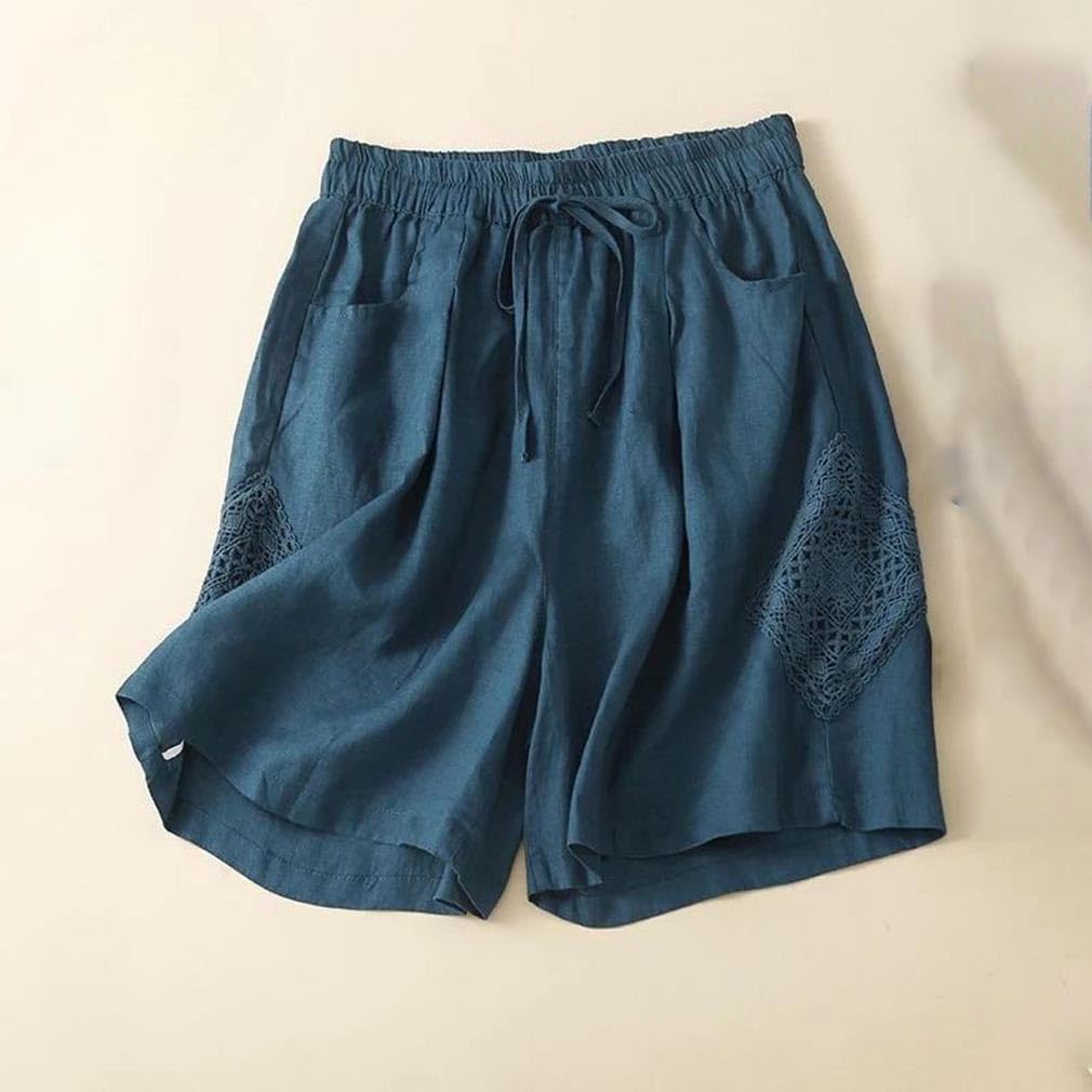 Women Lightweight Vintage All-Match Mid Thigh Shorts Loose Wide Leg Flattering Slimming Short Pants