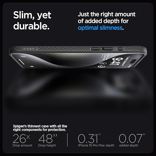 Vista 361 de Spigen Liquid Air - Funda diseñada para iPhone 13 Pro Max (2021), color negro mate