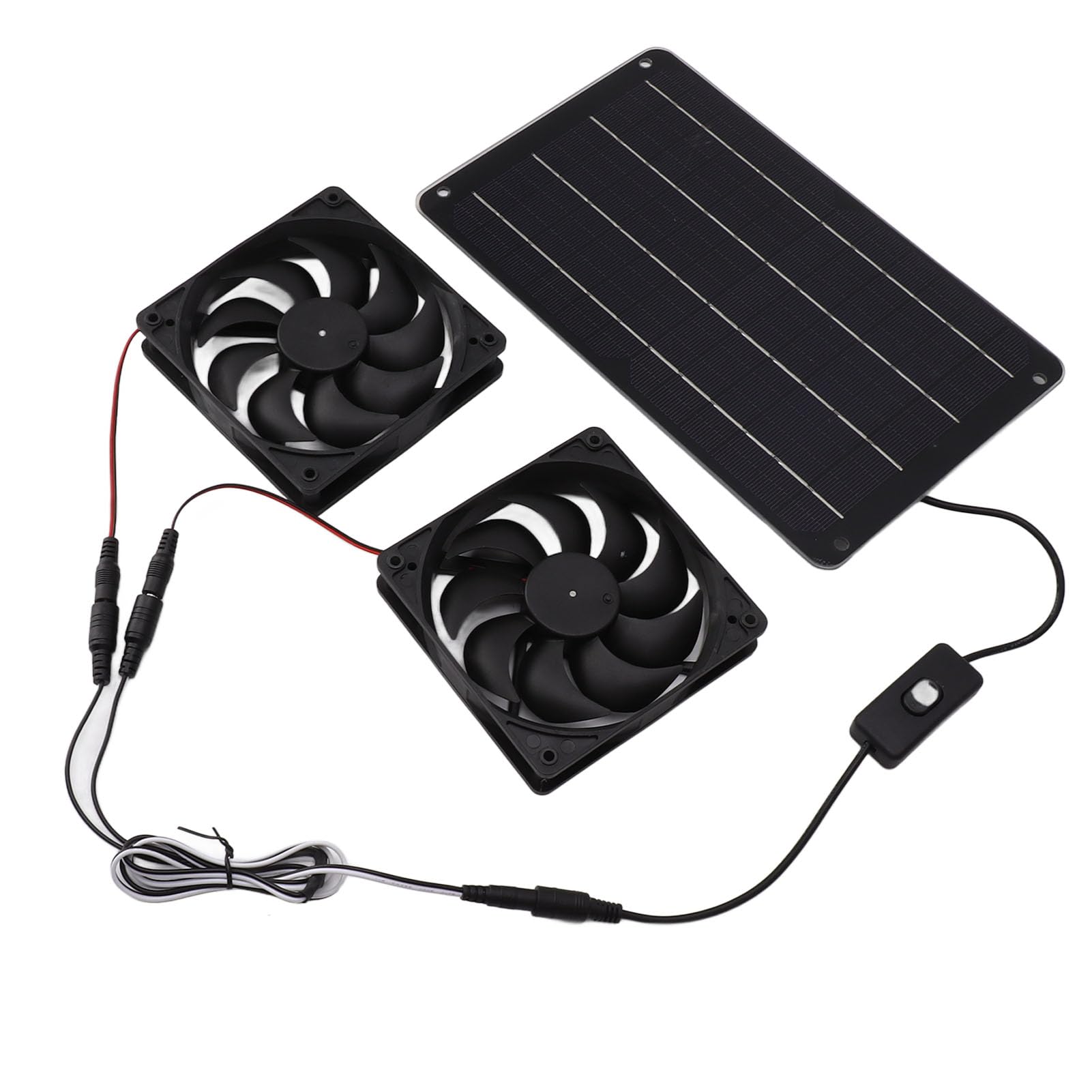 Ventilador solar de 20 W, 12 V, panel solar eficiente, ahorro de energía, con interruptor para caravana, invernadero, casa de mascotas