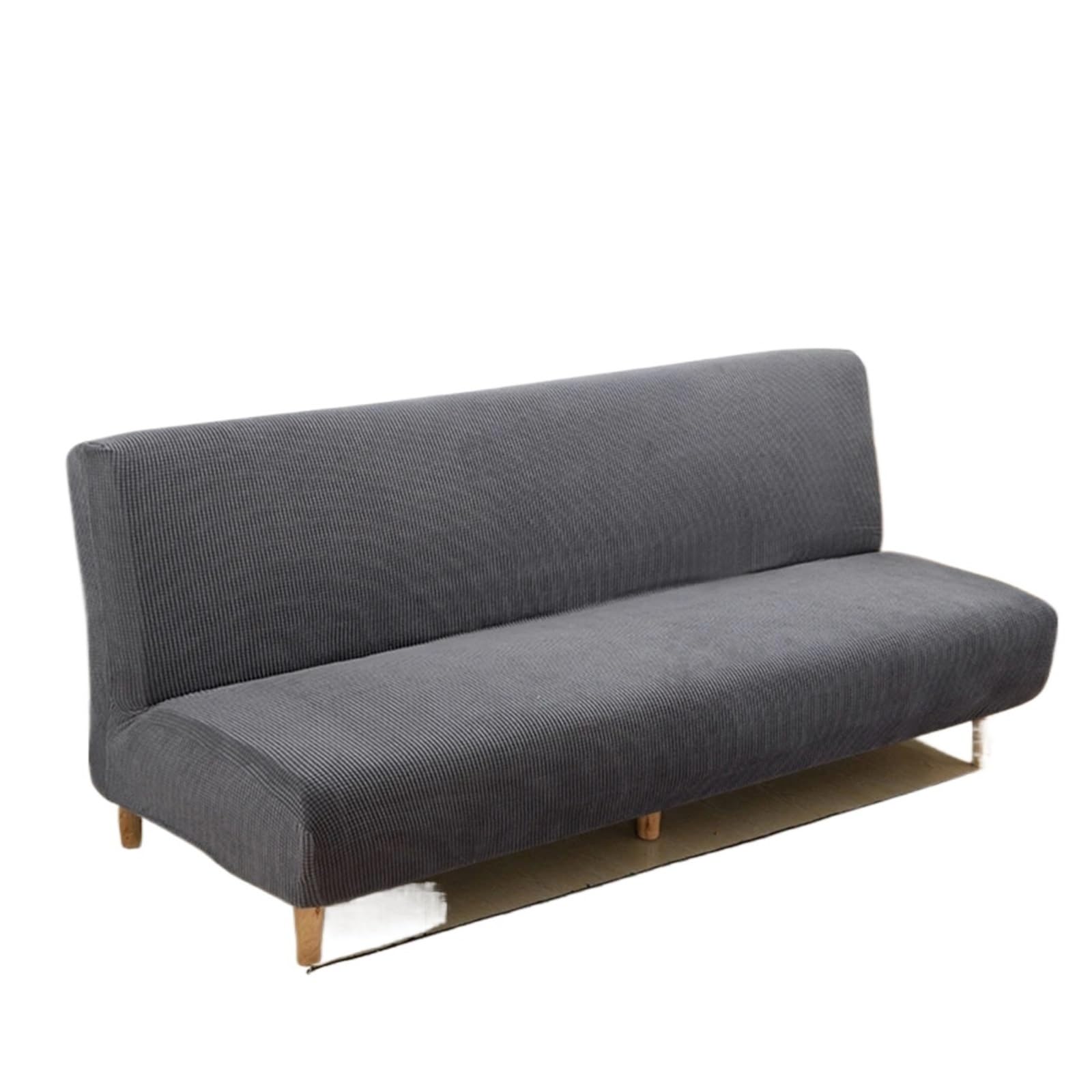 GCYEIDMA Armless Sofa Slipcover Polar Fleece Fabric Armless Sofa Bed Cover Without Armrest Big Elastic Folding Furniture Decoration(Grey,L 190-210cm)