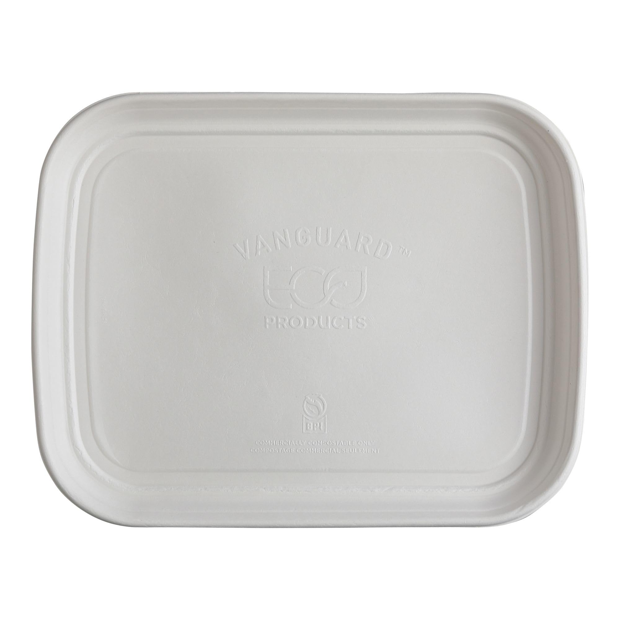 Eco-Products Compostable 13x17in Serving Tray, Case of 100, Regalia Platter, Disposable Renewable White Molded Fiber, Lid Available, ASTM Compliant