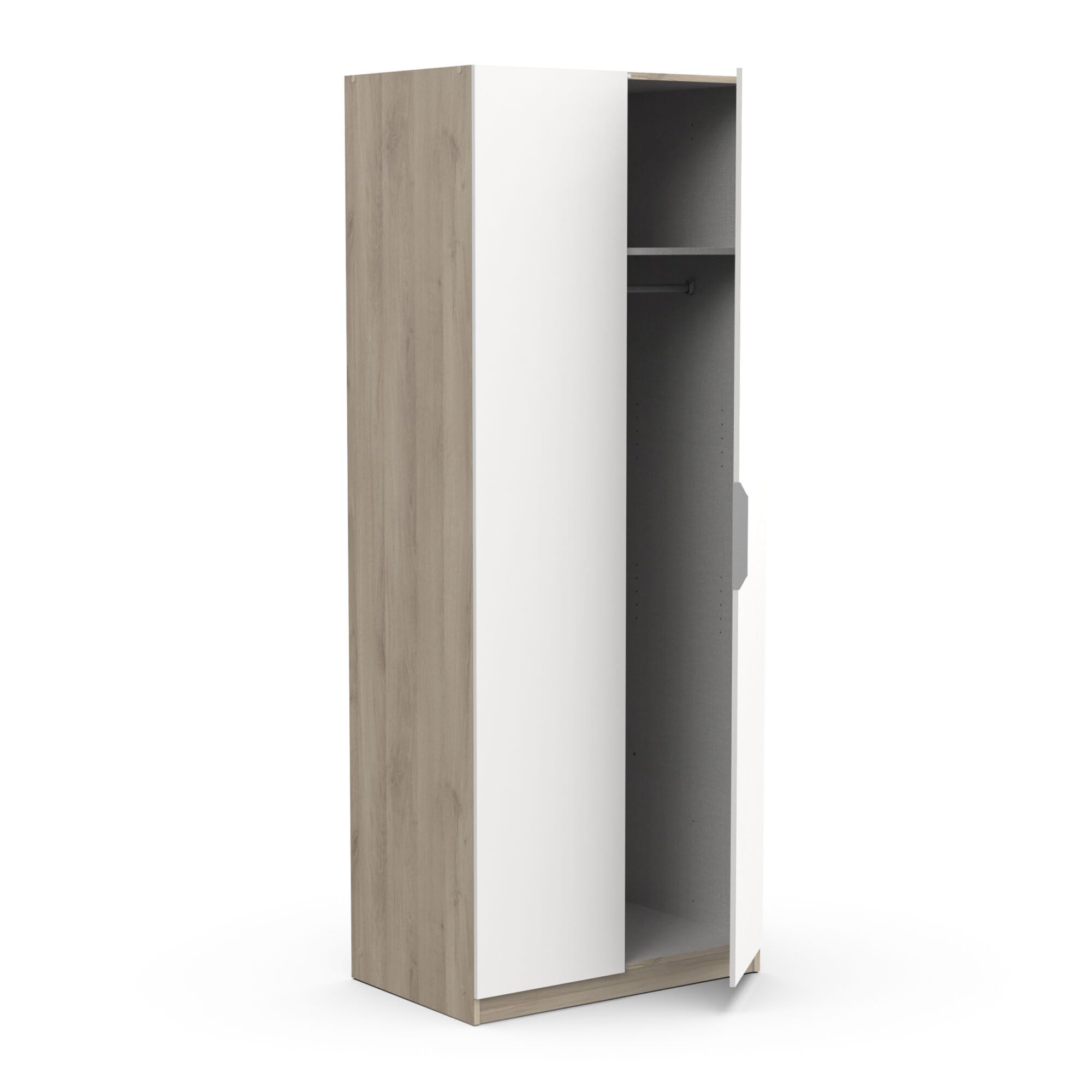 Demeyere 391380 Armario de 2 Puertas, 1 nicho Moderno, Color Roble Kronberg y Blanco Mate, 79,4 x 51,1 x 203 cm, Madera de ingeniería, Gris