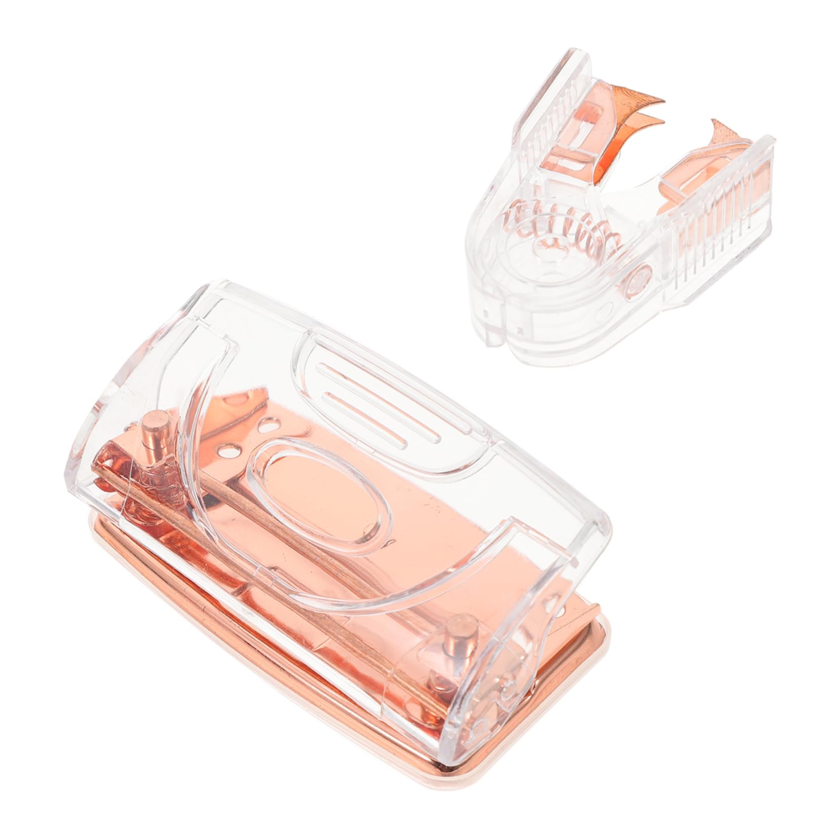 TEHAUX 4sätze Bürobedarf Ergonomischer Puncher Und Heftklammerentferner Roségold Transparentes Design Für Präzise Anwendungen Im Homeoffice Oder Büro