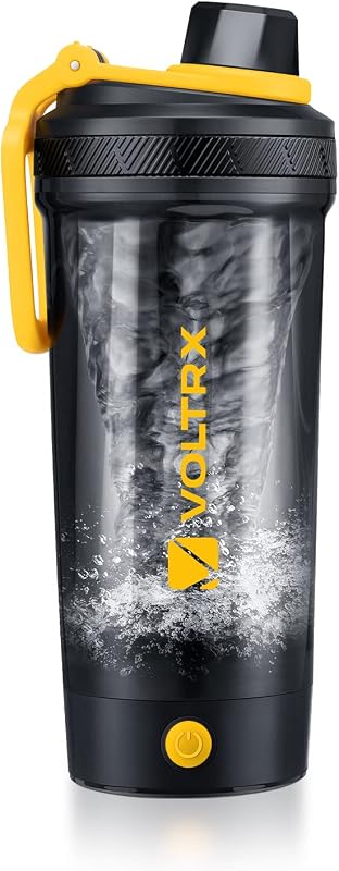 VOLTRX Elektromos Protein Shaker 680ml - USB-C Tölthető Keverőpalack Fehérjeturmixokhoz, BPA-mentes Tritan Anyagból, Sárga