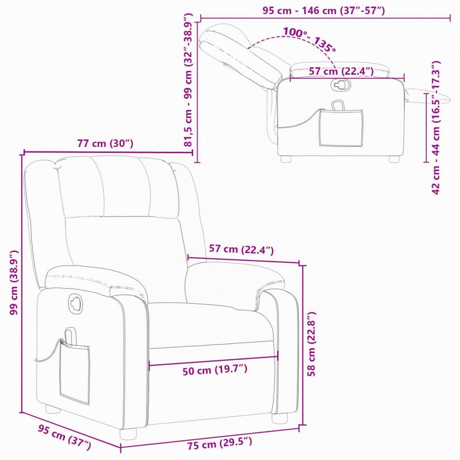 IKAYAA Sillón Reclinable de Masaje Cuero sintético Sillón De Relax, Sillon Masaje Relax, Sillon Relax Electrico con Bolsillos Laterales para Salón Oficina Dormitorio Color Negro