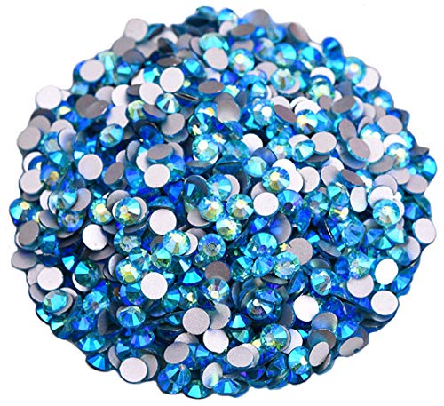 Jollin Glue Fix Crystal AB Flatback Rhinestones (ss20 576pcs, Peacock-Blue AB)