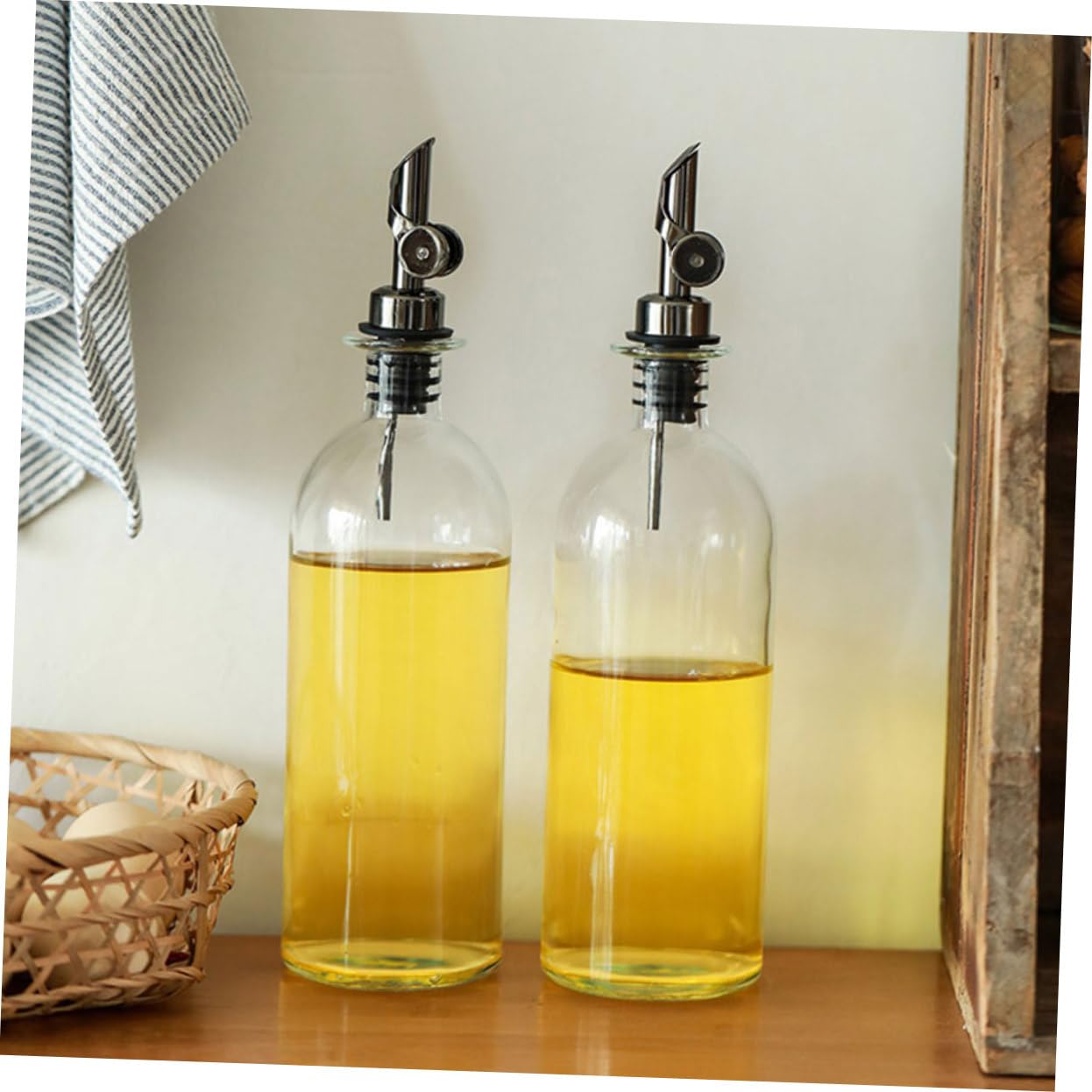 Ciieeo Dispenser di Olio in Vetro Uso Duraturo da 500ml 2 Pezzi Facile da Pulire per Olio e Aceto per Ristoranti e Buffet