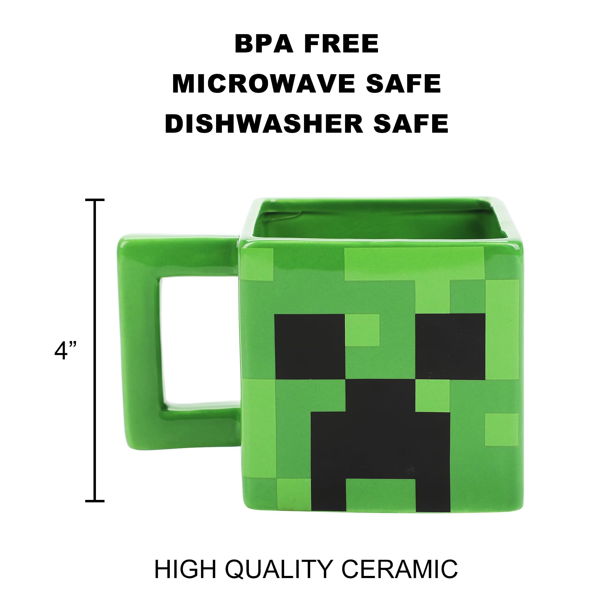[G4021] マインクラフト マイクラ　グリーンスマイリー Amazon.com | Minecraft Creeper Green 16 Oz Sculpted Square Ceramic