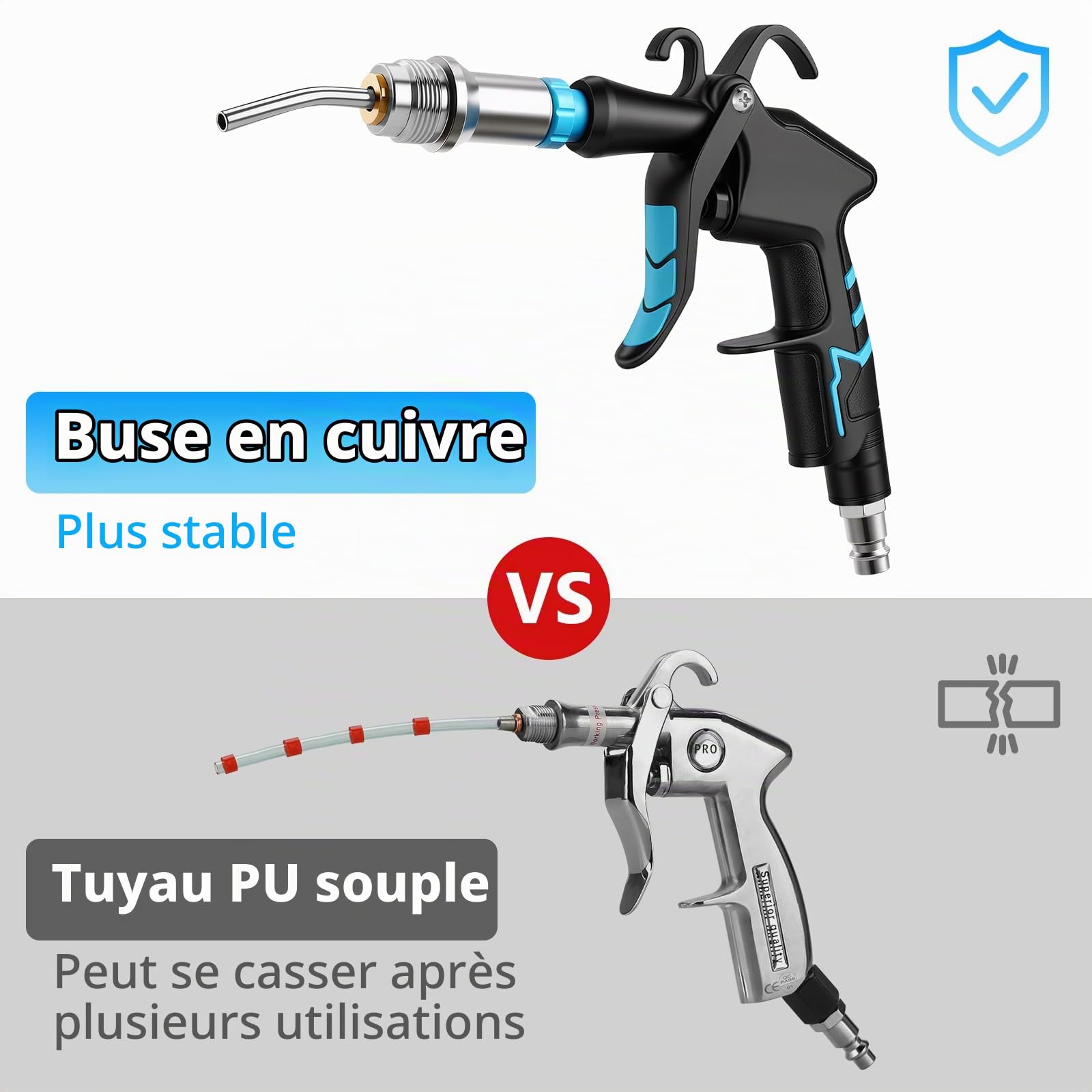 MYPIN Pistolet de Nettoyage Voiture avec Buse 2-en-1, 6 à 9,2 bar | Pistolet de Nettoyage Voiture à Air Comprimé pour le nettoyage intérieur des véhicules et Moquette