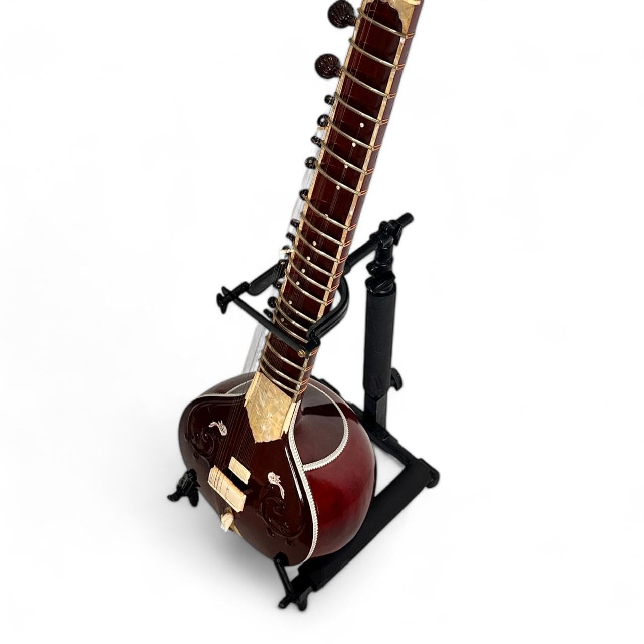 Detachable Sitar Stand, Lightweight and Portable Design, Soft Rubber Padding for Protection, Carry Bag Included – Easy Setup with Secure Column Locks and Quick Release Mechanism - Image 4 thumbnail