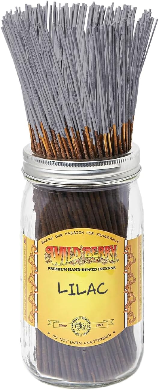 Wild Berry Incense Sticks - Lilac - Crisp Aroma with Hyacinth and Citrus - Hand Dipped in The USA (100 Count)