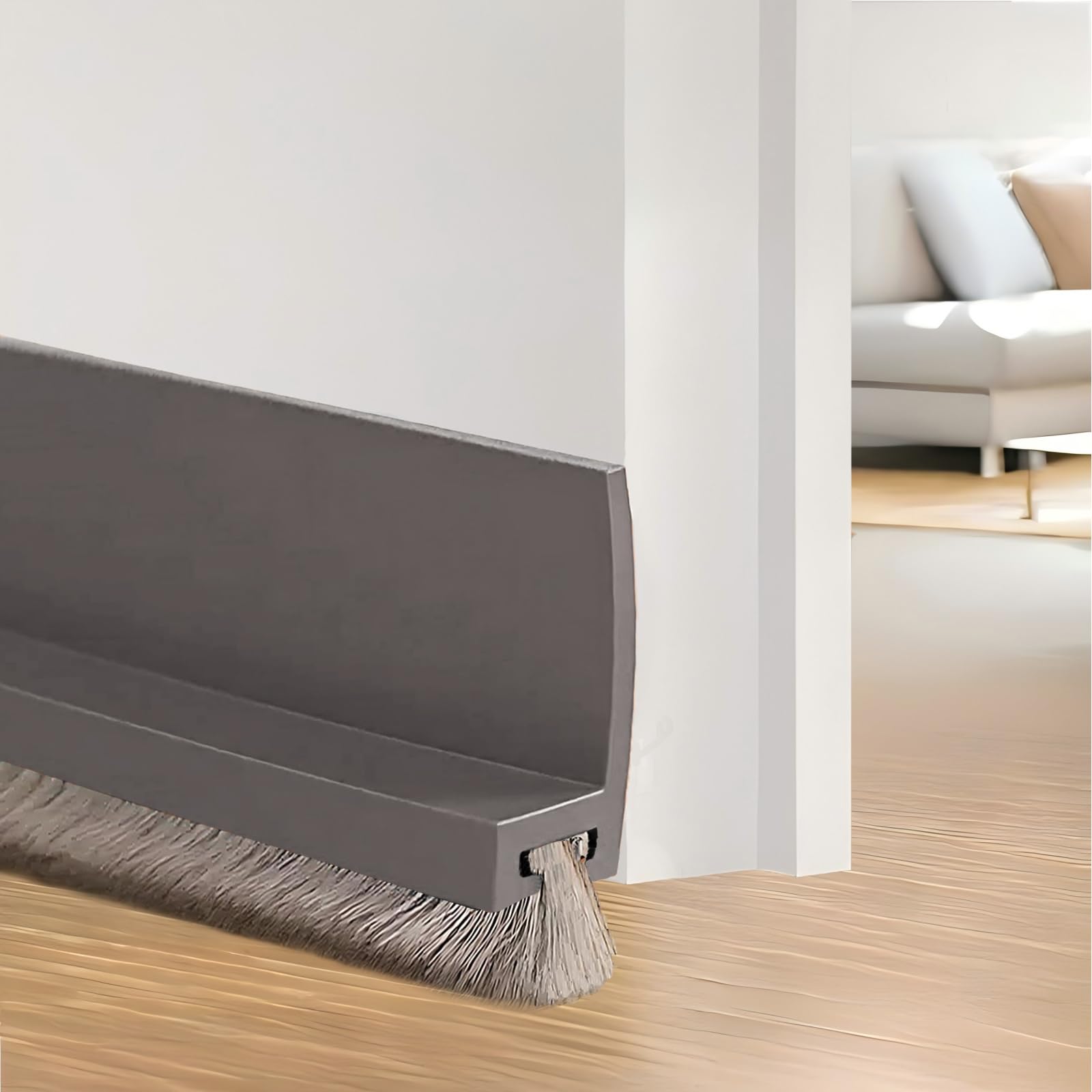 Vingspina 100cm Gris Junta de Cepillo para Puerta, Burlete Silicona Puerta Autoadhesivo para Burlete de Puerta, Burlete Bajo Puerta, Ajustable Tira de Sellado para Antipolvo, (Gray)