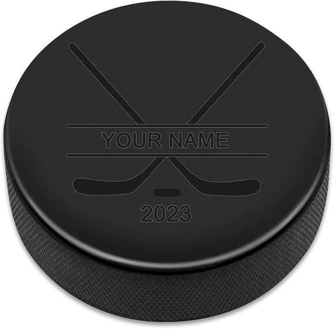 Hockey puck engraved with a custom name