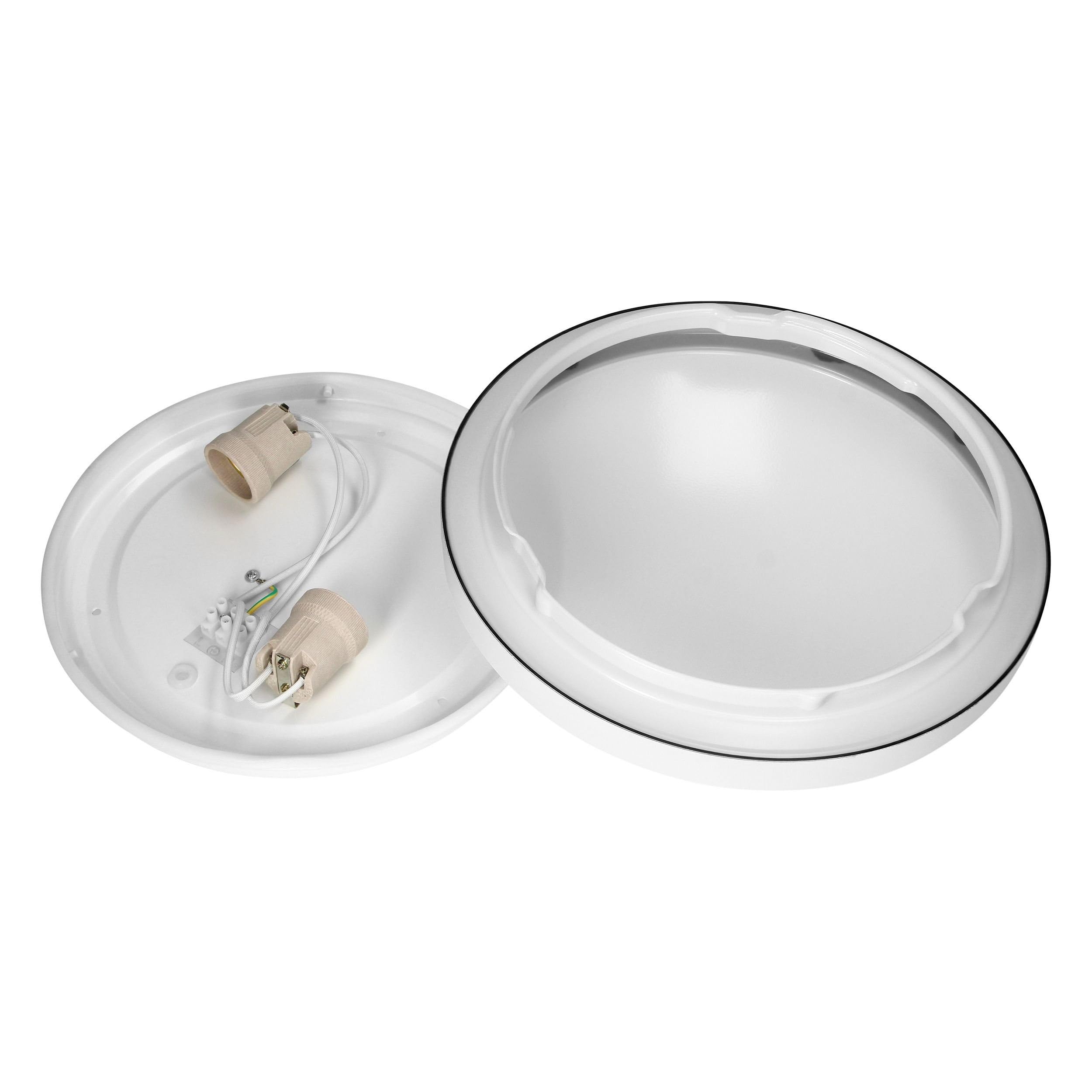ADAKAT Deckenleuchte Wandleuchte IP54 2x E27 Metall-Rahmen weiß