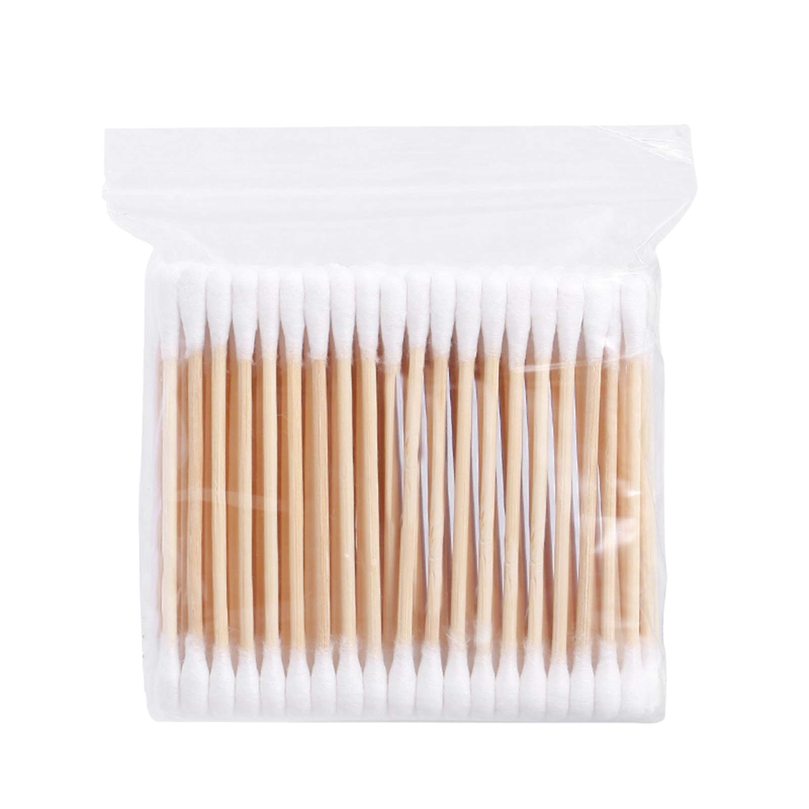 GONEER 100 Count Cotton Swabs with Wooden Stick Double Tip Round Cotton Buds Hypoallergenic Swabs for Makeup Ears Dabs Nails Eyes Nose