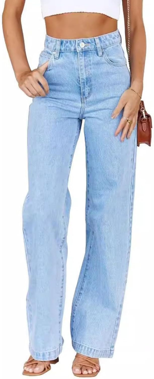 Semshedy Women's High Waisted Straight Leg Baggy Denim Pants Boyfriend Jeans for Women Loose Trendy Trouser