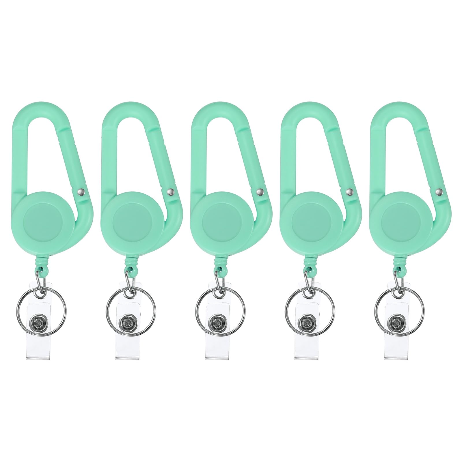 PATIKIL 5 Pack Retractable Keychain Belt Clip, Retractable ID Badge Reel Plastic Card Holder Reel Badge Holder Clip for Women Volunteers Teacher Office Business, Light Blue