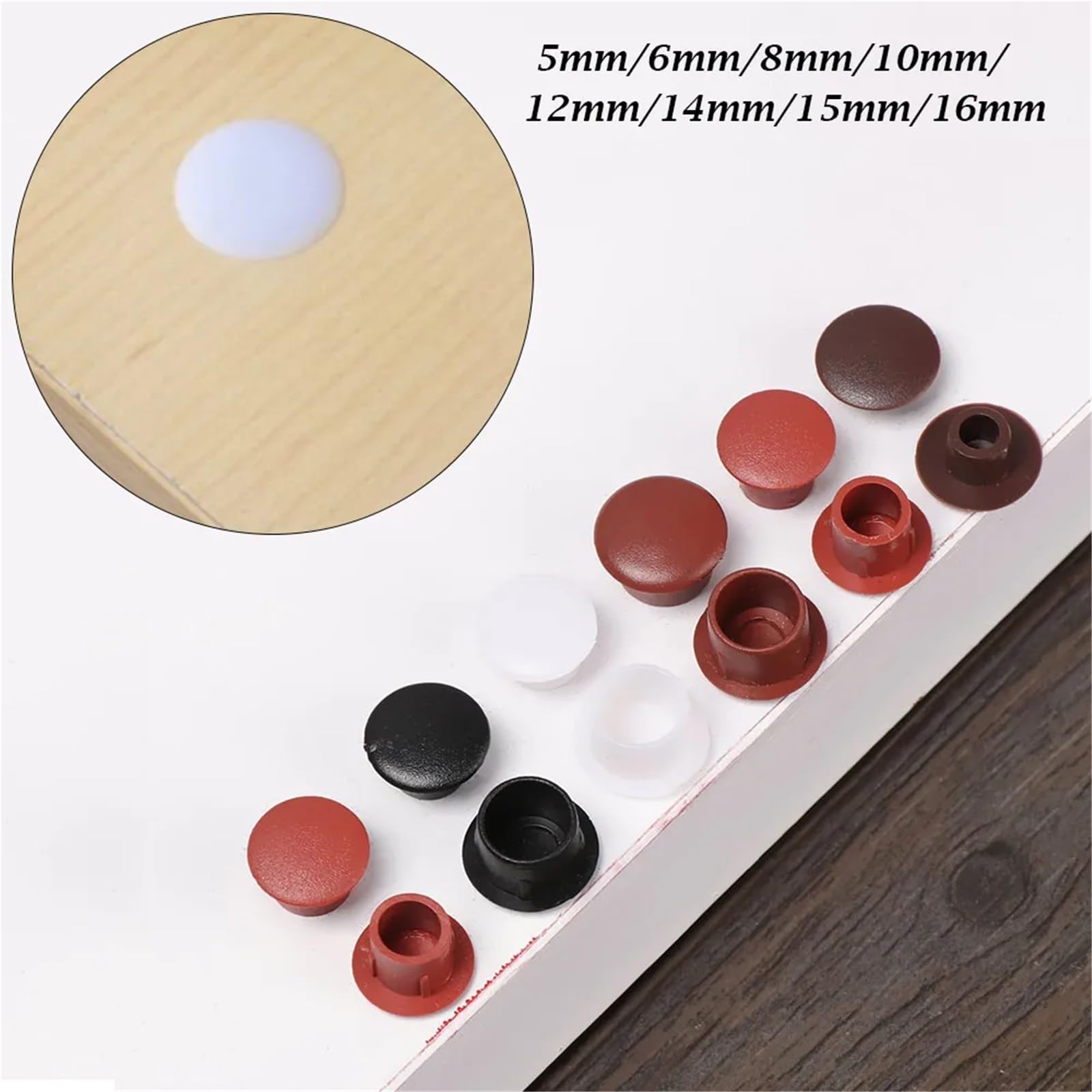 Schraubenabdeckungen, 600 Stück, Möbellochschutz, Schrauben, Dekoration, Staubstopper, Schrankbohrer, Hardware-Öse (dunkelbraun, 16 mm)