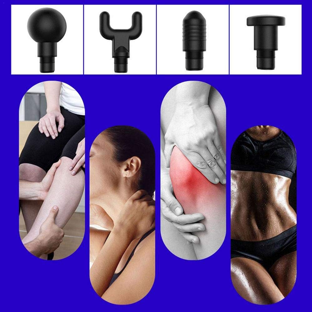 Pistola de Masaje Muscular y de Tejido Profundo de Mano, Pistola de Fascia de relajación Muscular inalámbrica súper silenciosa portátil con 4 Cabezas de Masaje