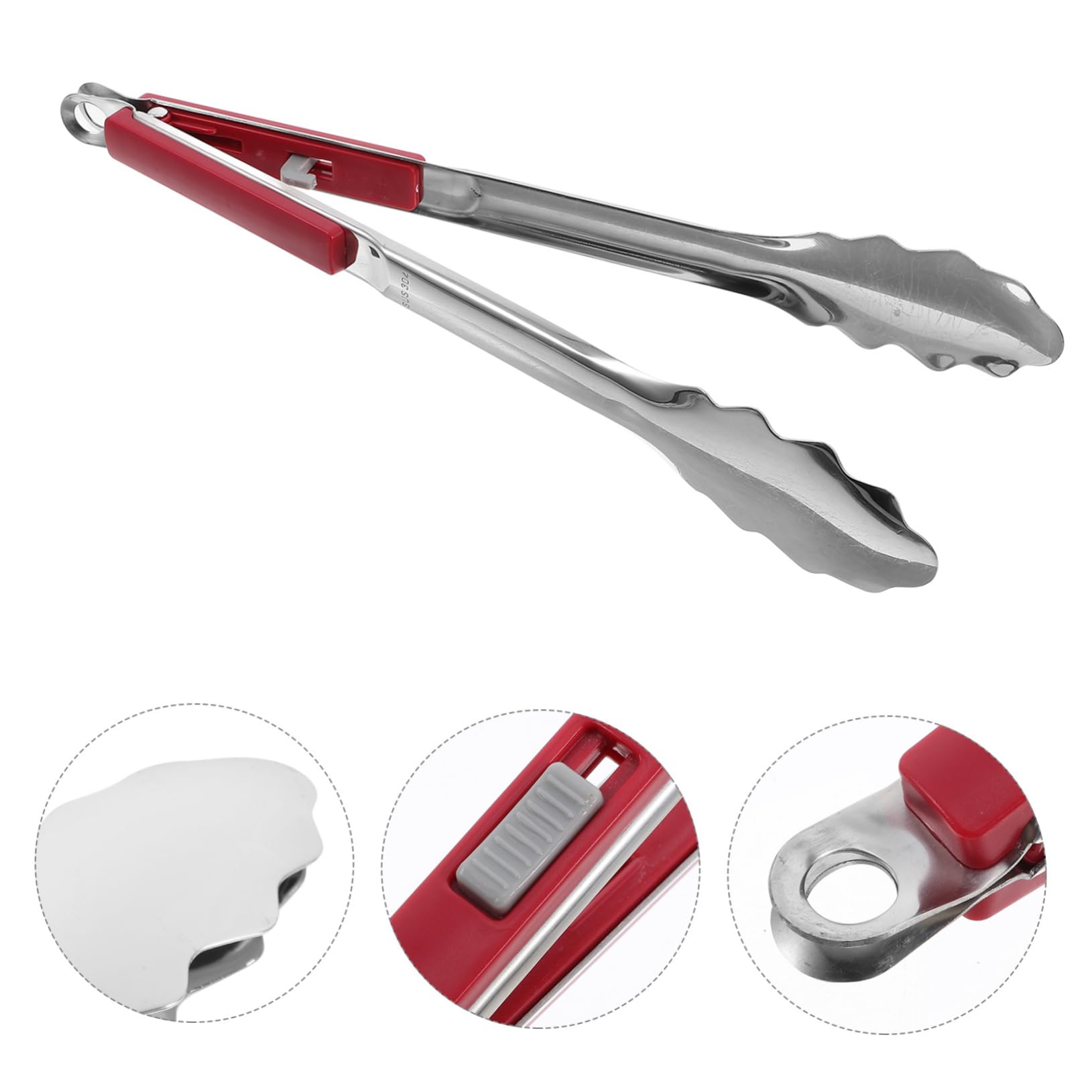 ifundom 3 Pezzi Clip di pesce alla griglia pinza cucinando servire grigliare dovere Pinze da barbecue Pinze per grigliate pinze pesanti pinze per cucinare pinze per grill acciaio 304 rosso