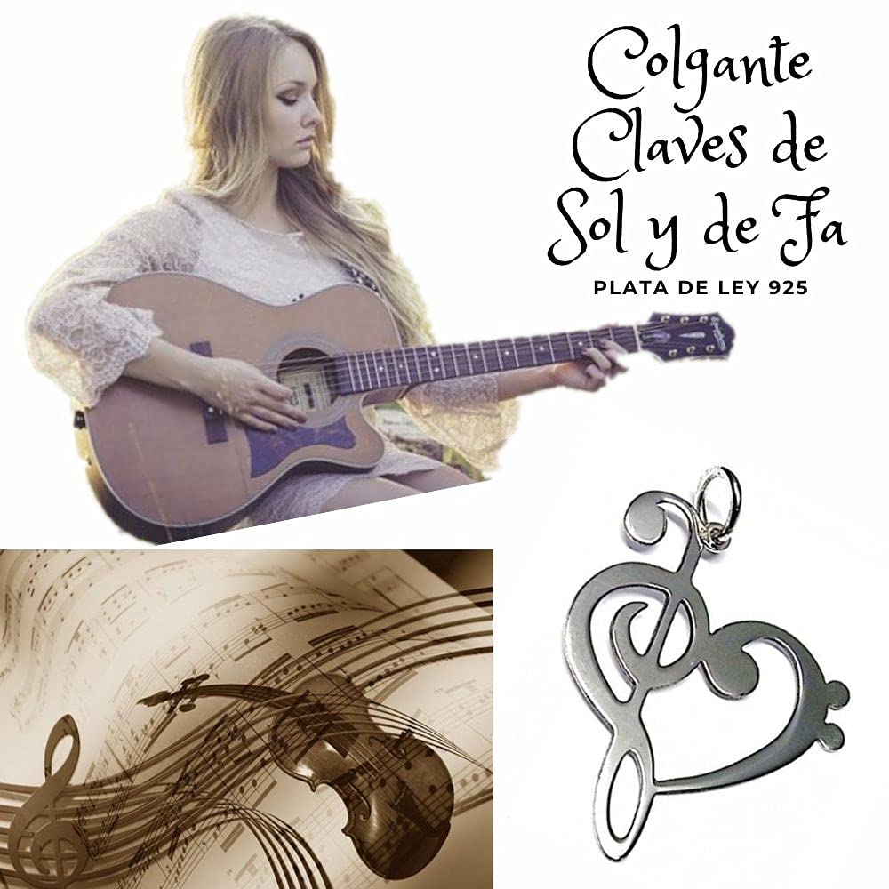 Ciondolo a cuore con chiavi da sole e in argento sterling 925, Argento, Nessuna pietra preziosa