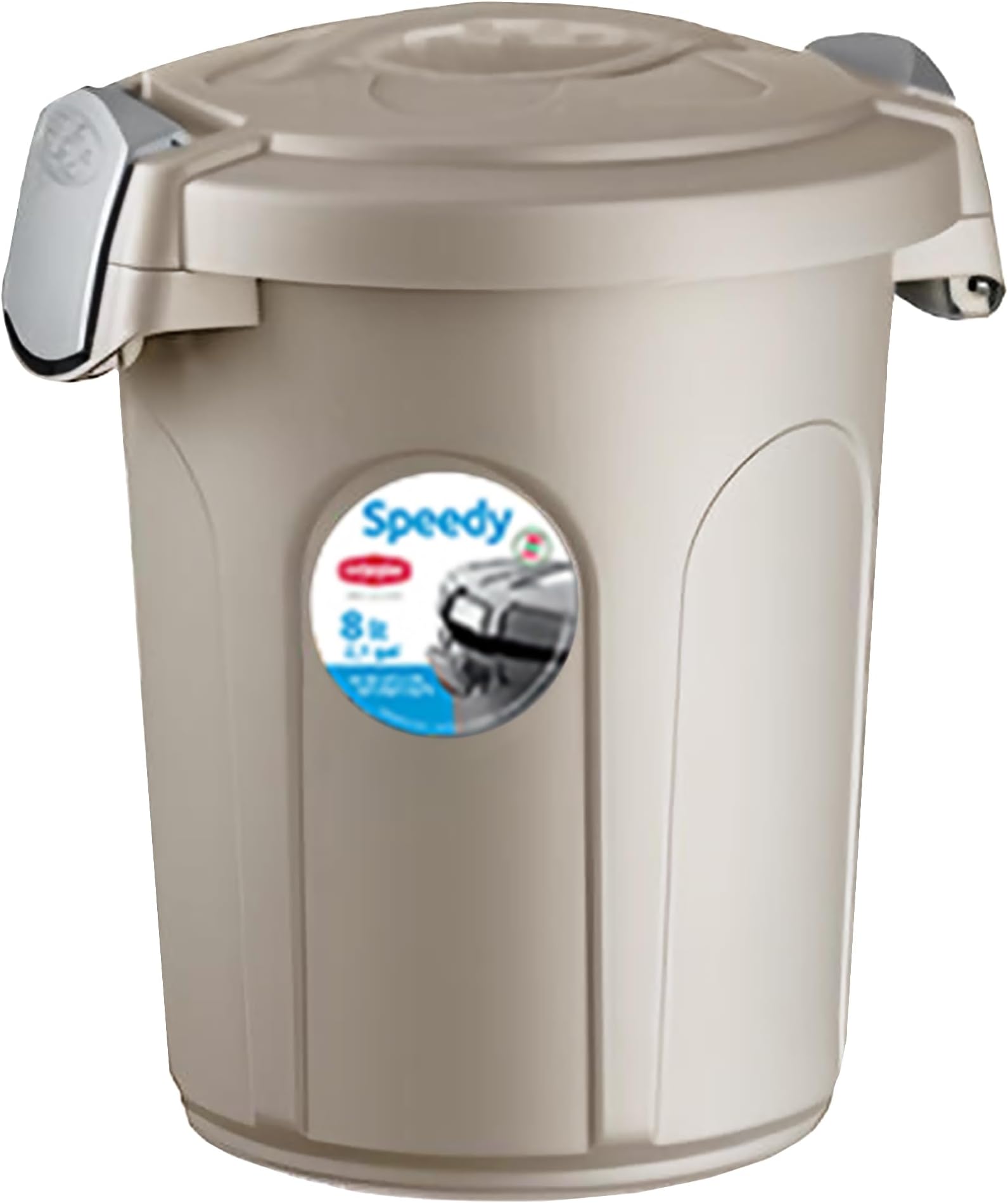 Home Centre Indoor Outdoor Clip On Locking Lid Beige 8 Litre Plastic Waterproof Waste Bin Garden Garage Office Kitchen Home Suitable Dustbin Sturdy Heavy Duty Rubbish Recycle Sortation