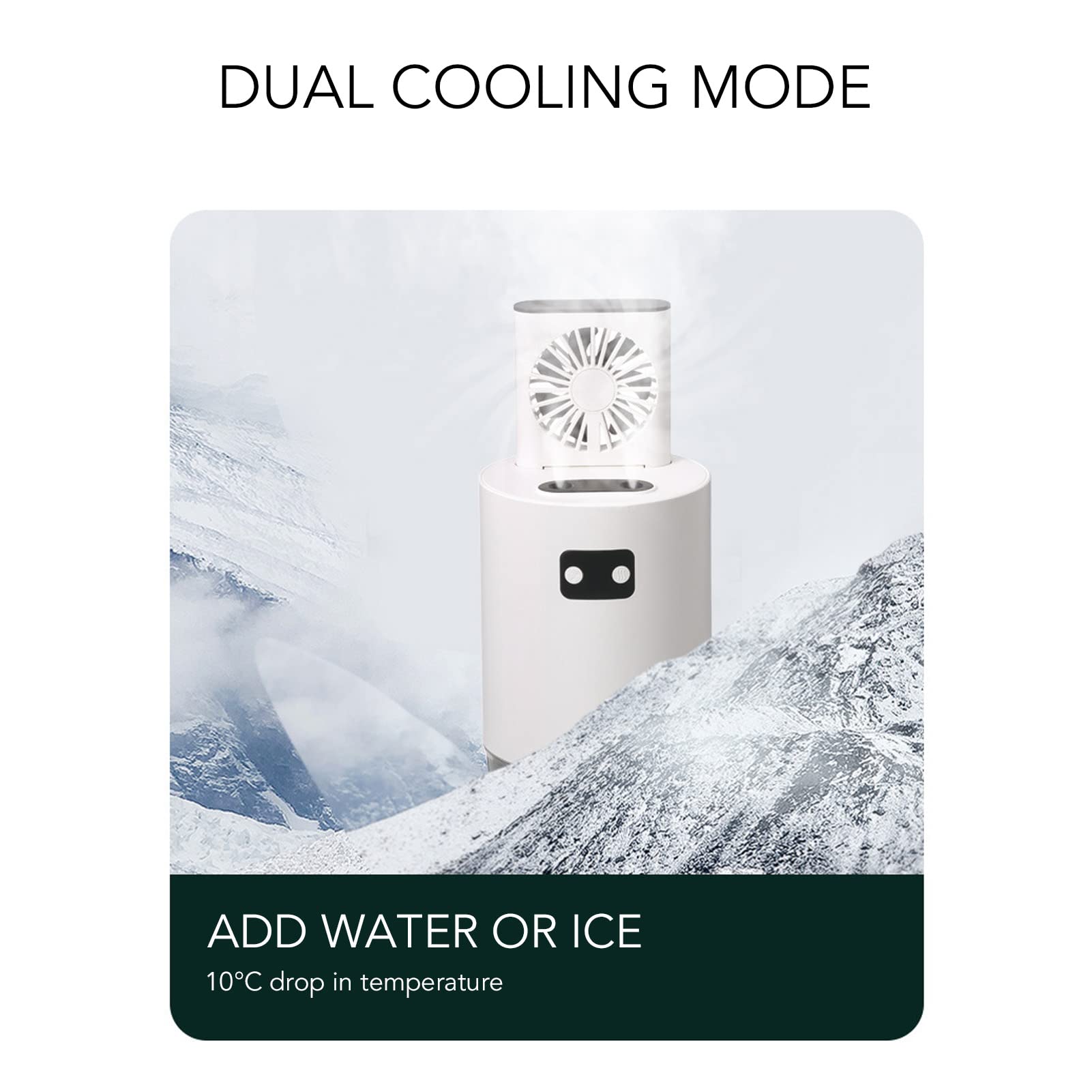 Umidificatore a Ventola per Aria Condizionata 2 in 1, Raffrescatore D'aria con Vaso D'acqua da 1000 Ml, Ventola di Sollevamento con Ricarica USB, Umidificatore a Doppio Getto con Telecomando, 3 Modali