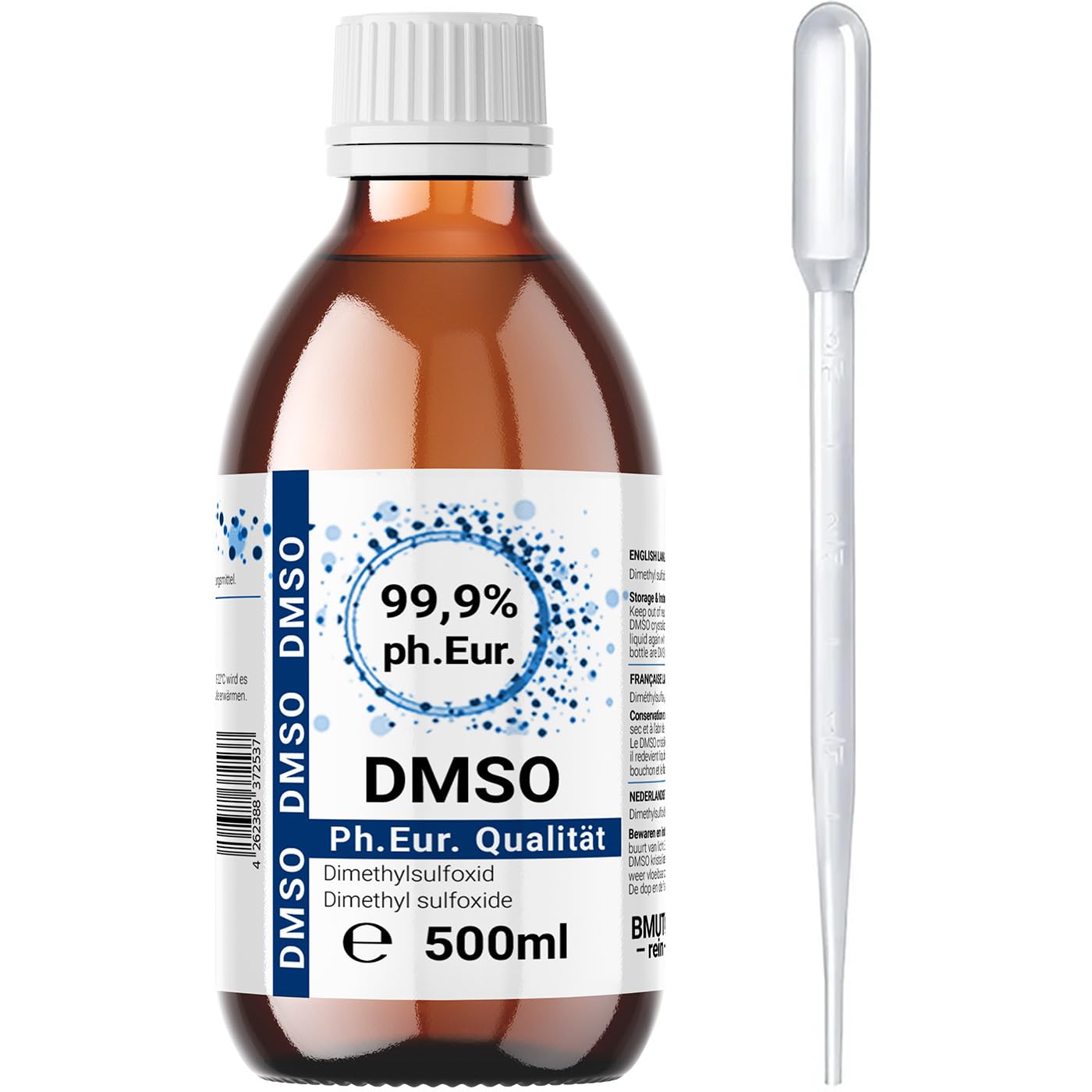 500ml DMSO 99,9% – Dimethylsulfoxid in pharmazeutischer Reinheit nach Ph. Eur. – Hochwertige Lösung in lichtgeschützter Braunglasflasche