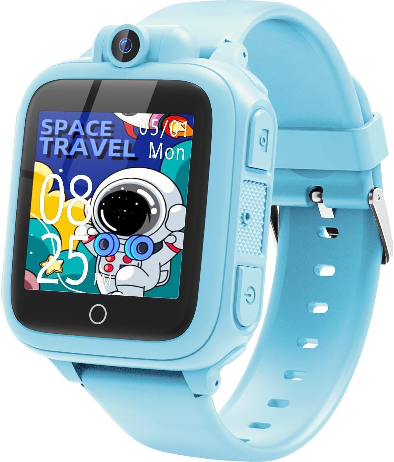 Awatty Smartwatch Kinder, Kinderuhr Jungen Mädchen, Kinderspielzeug 3 4 5 6 7 8 9 10 11 12 Jahre, Geburtstagsgeschenke, mit 90° drehbare Kamera, 14 Spiele, Musik, Wecker, Stoppuhr, Datum - Blau
