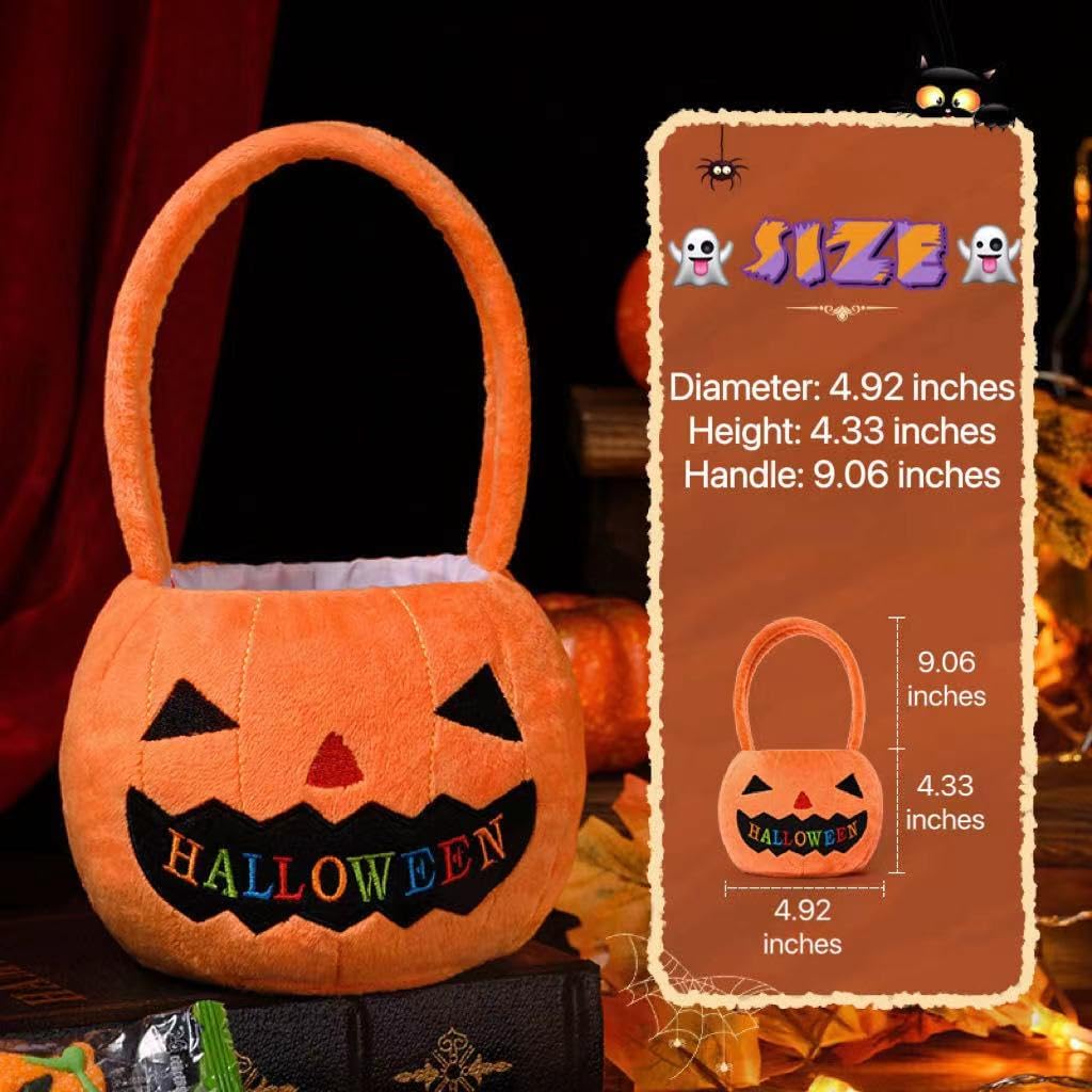 Halloween Pumpkin Bag Trick or Treat Bag Basket Candy Bag Bucket for Halloween Goodie Bags Candy Holders Container for Kids