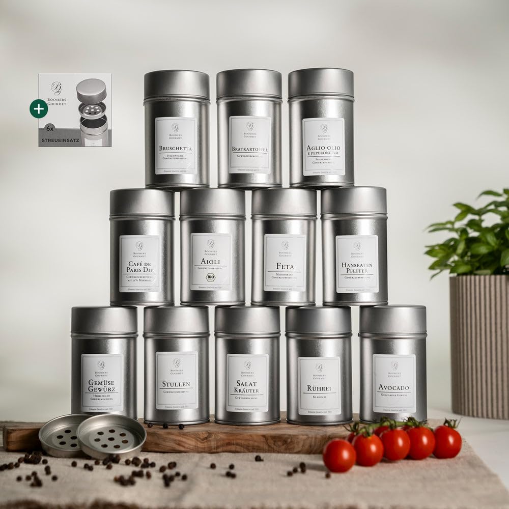 Boomers Gewürzset – Best of Boomers 12er Set mit Gourmet-Gewürzen inkl. Streueinsätzen – Gewürzset zum Kochen, Grillen & Verfeinern – Geschenk für Hobbyköche & Genießer
