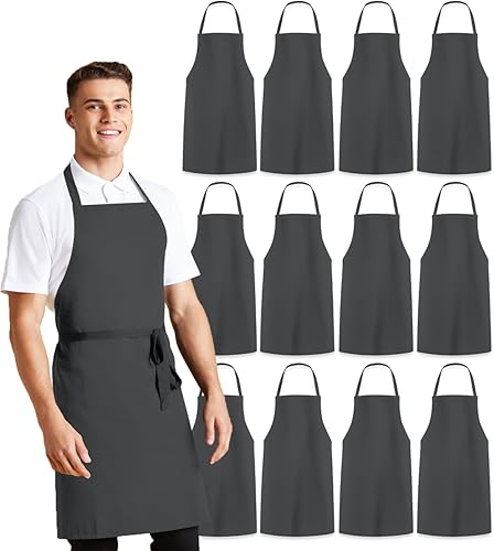 Aprons for Men - 100% Polyester Chef Apron Women with Extra Long Ties - Cooking Aprons for Women & Mens Apron